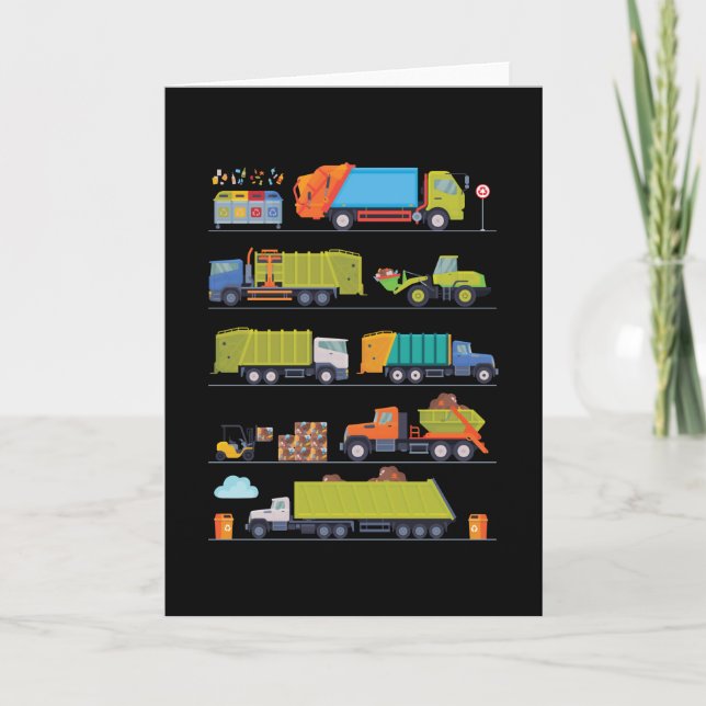 Tarjeta Garbage Trucks Car Kids Boys Girls (Anverso)