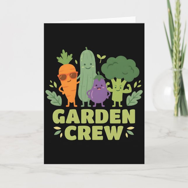 Tarjeta Garden Crew Vegetable Characters funny (Anverso)