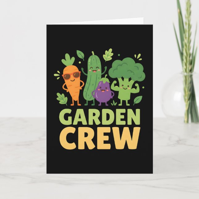 Tarjeta Garden Crew Vegetable Characters funny (Anverso)