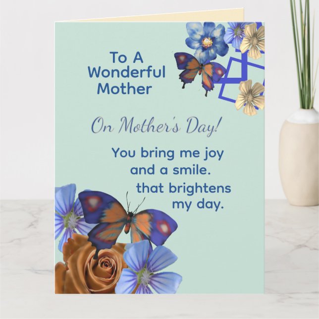 Tarjeta Garden in Bloom, Floral Butterfly Mother's Day  (Anverso)