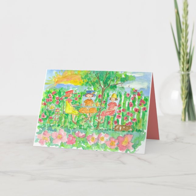 Tarjeta Garden Tea Fiesta Girlfriend Feliz cumpleaños (Anverso)