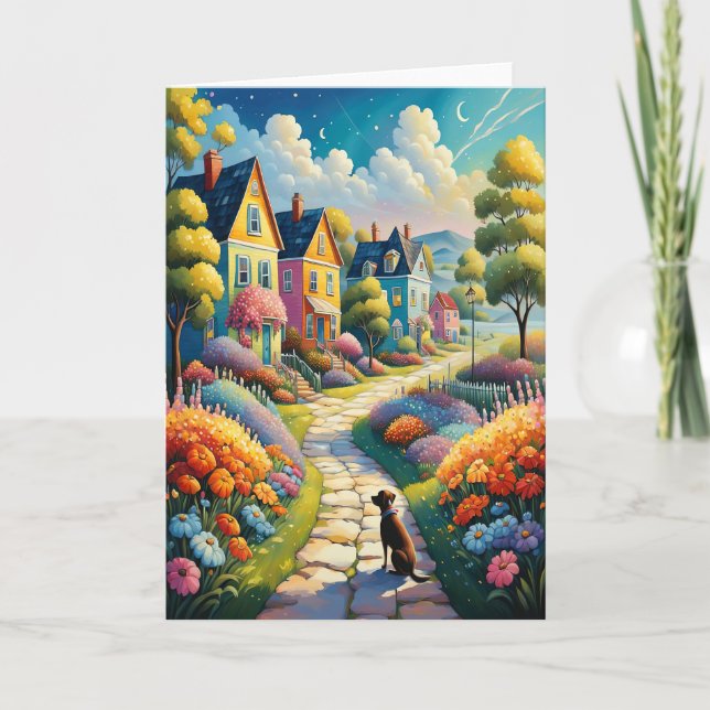 Tarjeta Garden Village Note Card Blanc Inside (Anverso)