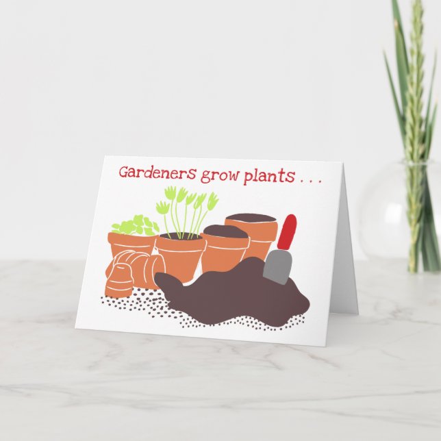 Tarjeta Gardeners Cusom Mensaje Flores Pots Cumpleaños (Anverso)