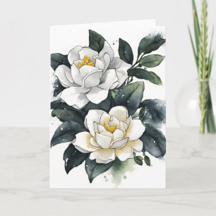 Tarjeta Gardenia - Flores acuarela