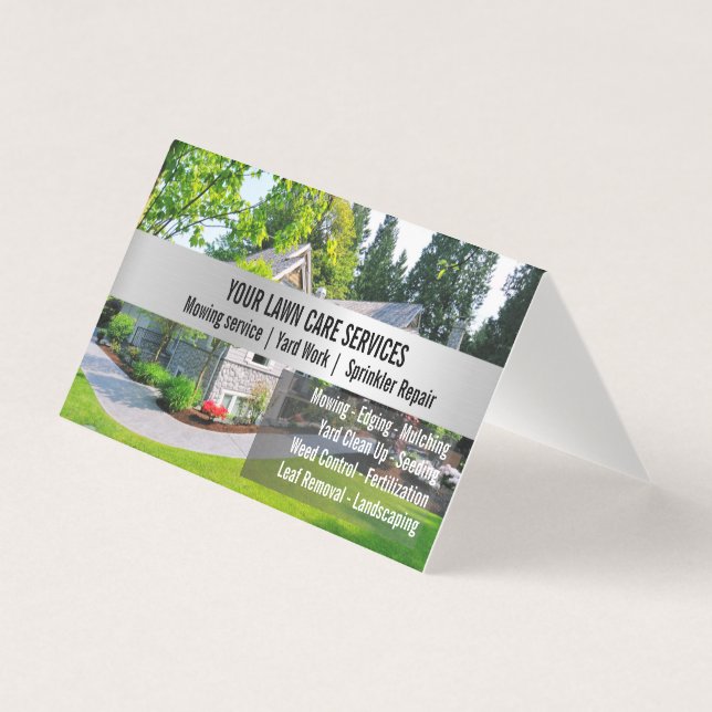 Tarjeta Gardenin Green Grass Mowing Yarn Care (Anverso)