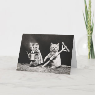 Tarjeta Gardening Kitties Kitty con Rake