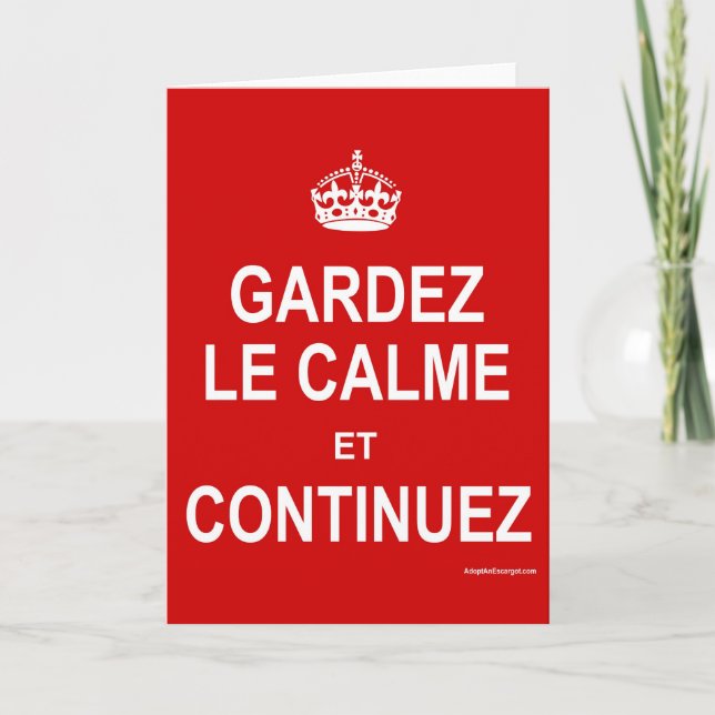 TARJETA GARDEZ LE CALME ET CONTINUEZ (Anverso)
