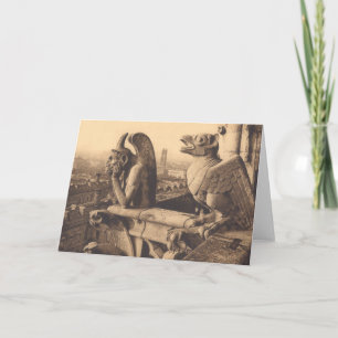 Tarjeta Gargoyles de Notre Dame circa 1900