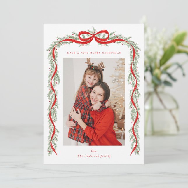 Tarjeta Garland with a bow (Anverso de pie)