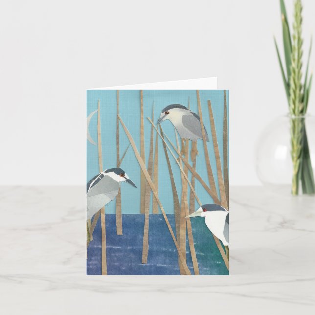 Tarjeta Garzas de noche Negro-Coronadas (Anverso)