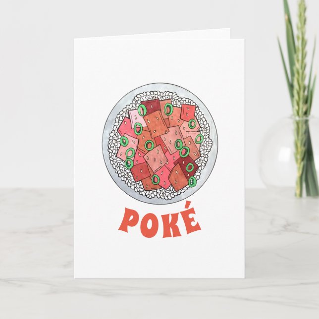 Tarjeta Gastronomía hawaiana Ahi Tuna Poké Bowl Hawaii Com (Anverso)