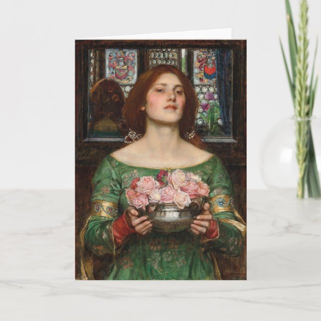 Tarjeta Gather Ye Rosebuds | John William Waterhouse (Anverso)
