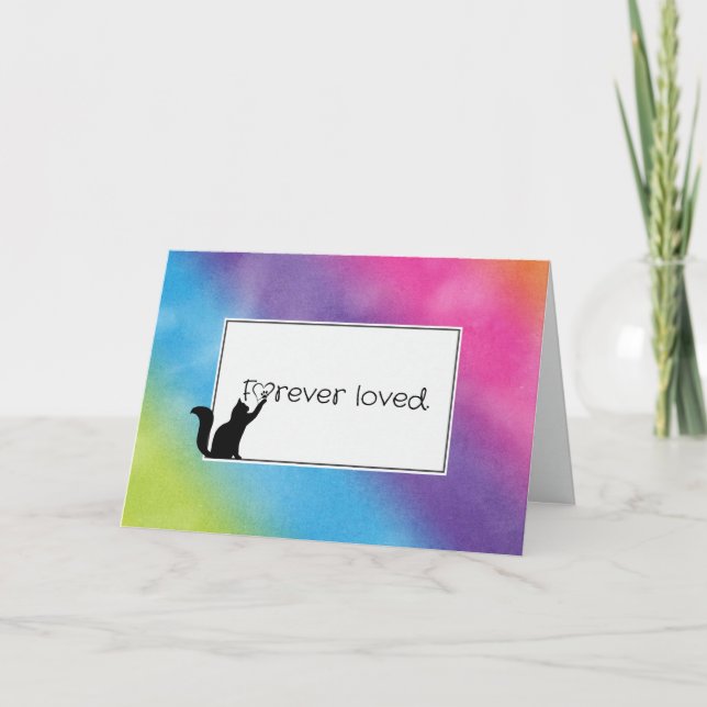 Tarjeta Gatito arcoiris Mascota pierde simpatía (Anverso)