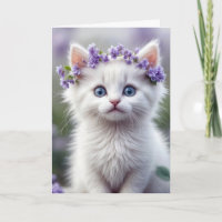 Gatito Blanco Con Laurel De Lilac