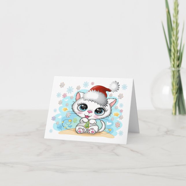 Tarjeta Gatito Bonito Meowy Navidad (Anverso)