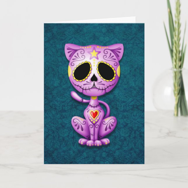 Tarjeta Gatito de azúcar morado y azul zombi (Anverso)