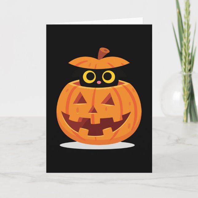 Tarjeta Gatito de calabaza (Anverso)
