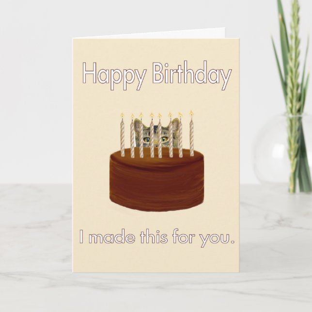 Tarjeta gatito de cumpleaños de chocolate (Anverso)