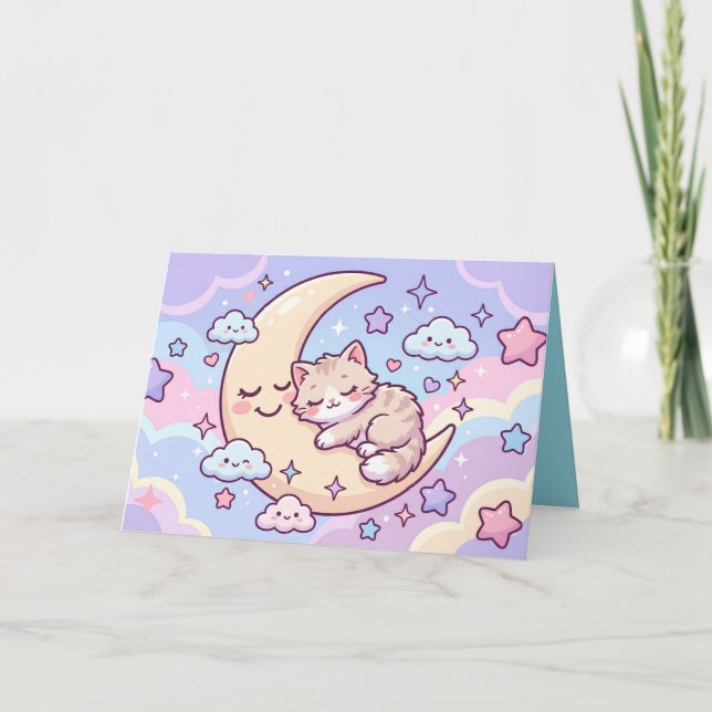 Tarjeta Gatito de la Luna Soñolienta (Anverso)