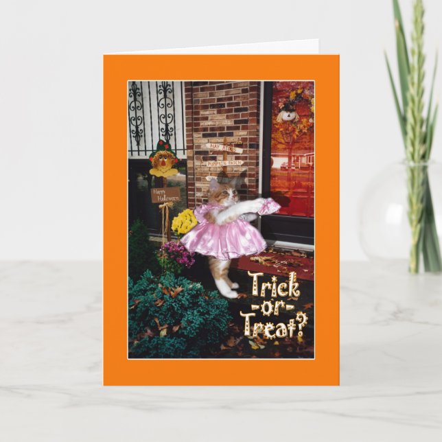 Tarjeta ¡Gatito de la Truco-o-Invitación - feliz (Anverso)