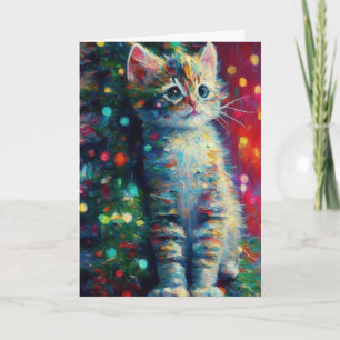 Tarjeta Gatito de Navidad Personalizado de Fiesta