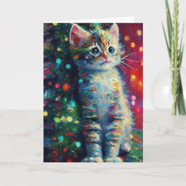 Tarjeta Gatito de Navidad Personalizado de Fiesta (Anverso)