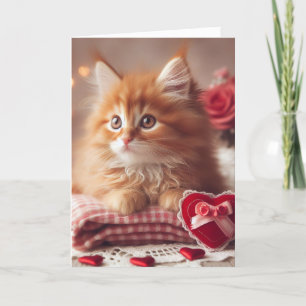 Tarjeta Gatito de San Valentín pelirrojo