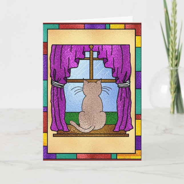Tarjeta Gatito del vitral (Anverso)