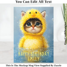 Gatito Divertido Disfrazado de Pato Amarillo DL4R