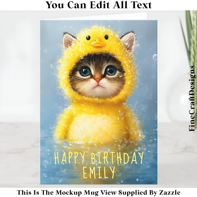 Tarjeta Gatito Divertido Disfrazado de Pato Amarillo DL4R  (Subido por el creador)