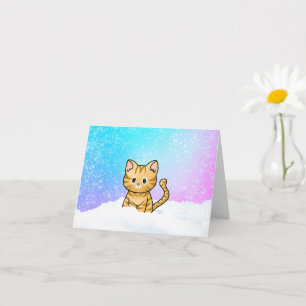 Tarjeta Gatito dorado en la nieve
