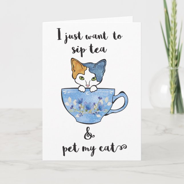 Tarjeta Gatito en TeaCup (Anverso)