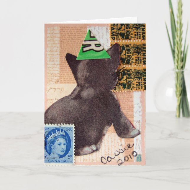 Tarjeta Gatito en un Gorra Fiesta (Anverso)