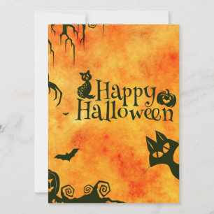 Tarjeta gatito feliz de halloween