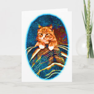 TARJETA GATITO GATO ANTIGUO ADORABLE CON ALFOMBRA