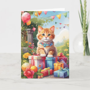 Tarjeta Gatito lindo en el Fiesta del jardín