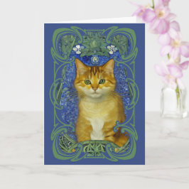 Tarjeta Gatito lindo en estilo Art Nouveau vintage