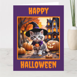 Tarjeta Gatito lindo listo para ladrar o tratar