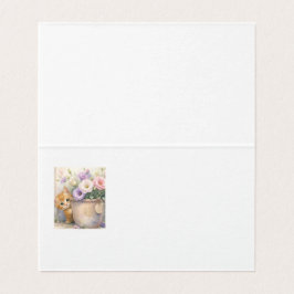 Tarjeta Gatito Naranja Adorable y Flores Silvestres – Para
