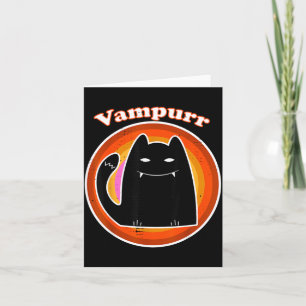 Tarjeta Gatito Negro Vampiro de Halloween Drácula Gato Vam