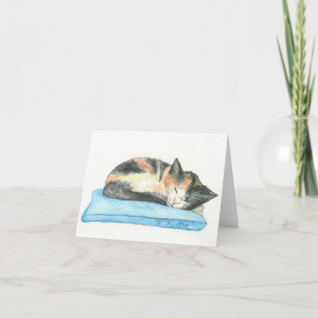 Tarjeta Gatito Notecard del calicó el dormir (Anverso)