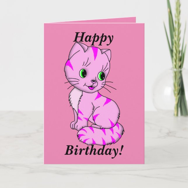 Tarjeta Gatito rosa lindo (Anverso)