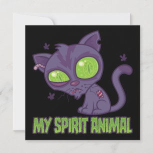 Tarjeta Gatito Zombi es mi Animal Espiritual