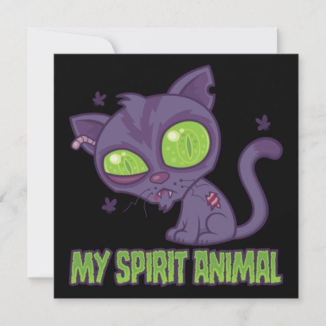 Tarjeta Gatito Zombi es mi Animal Espiritual (Anverso)