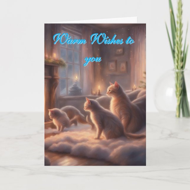 Tarjeta Gatitos Acogedores Deseos de Cumpleaños Feliz (Anverso)