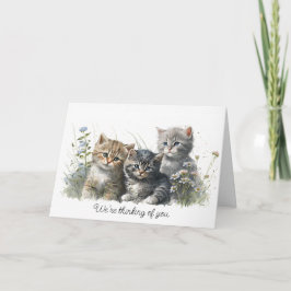 Tarjeta Gatitos acuarela pensando en ti