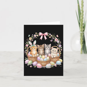 Tarjeta Gatitos de Pascua lindos en cestas Gato de Pascua 