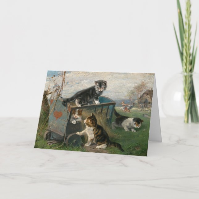 Tarjeta Gatitos jugando | Julius Adam el Joven (Anverso)