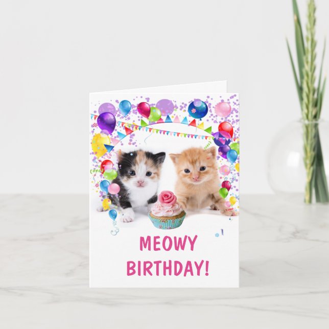 Tarjeta Gatitos MEOWY BIRTHDAY Cumpleaños Pequeño (Anverso)