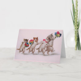 Tarjeta Gatitos vintage con carné del Día de la Madre